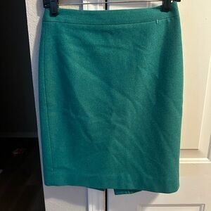 J. Crew Vibrant Green Pencil Skirt Wool Blend Size 0